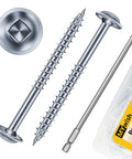 100 Piece Pocket Hole Screw Set 2 Inch Size Eight Washer Head Square Drive Self Tapping Zinc Plated With 150 Millimeter Pocket Hole Drill Bit For Quick Strong Wood Joints And DIY Builds