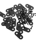 Heavy Duty Black Iron Corner Brackets 20 Pack For Shelves And Partitions Right Angle Shelf Supports shown with included screws