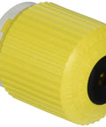 Locking Plug 30A 28 VDC with Beefy Nylon Housing and Rear Dust Seal Yellow Marine Grade Electrical Connector, angled view.