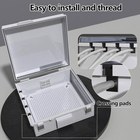 Ventilated Outdoor Electrical Junction Box Built To Last With Cable Grommets And Mounting Plate, Hinged Cover For Easy Access