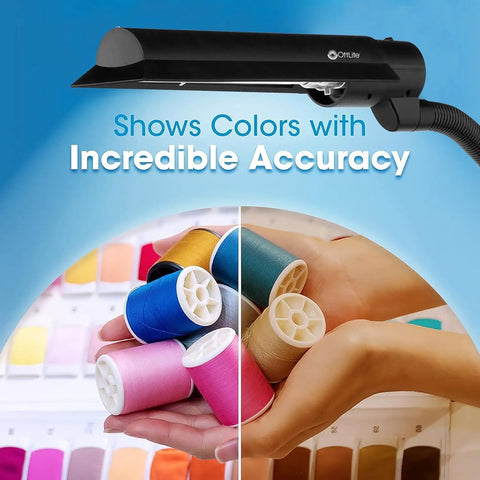 WingShade Adjustable Floor Lamp With 18W Energy Efficient Tube illuminates colorful sewing threads for crafts and arts.