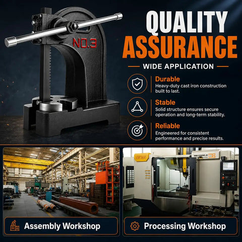 Badass Heavy Duty 3 Ton Arbor Press Featuring A Comfortable Hand Crank And Secure Ratchet Action For Swift Bench Stamping Bending And General Hardware Fixes
