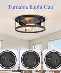13 Inch Black Flush Mount Ceiling Light Fixture 2 Light 2 Pack Durable Matte Black Finish Sturdy Frame Modern Industrial Farmhouse