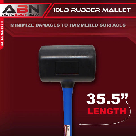 10 Lb Rubber Mallet Dead Blow Hammer For Woodworking And Automotive Use, 35 Inch Handle, No Mar Surface Protection featured