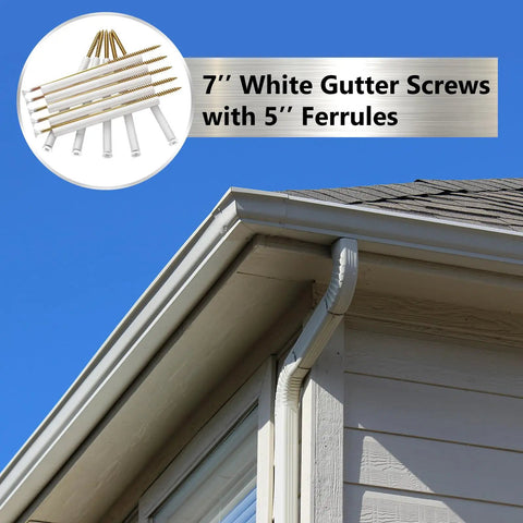 Seven Inch Gutter Screws With Five Inch Plastic Ferrule Pack Of Twenty Durable White Nails And Spikes For Sagging Gutters Easy Install No Fuss Gutter Fasteners For Maintenance