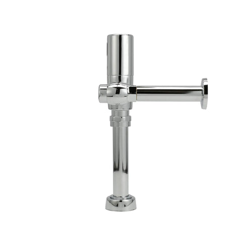 Heavy Duty Exposed Sensor Piston Water Closet Flush Valve With 1.1 GPF chrome finish side view showcasing the piston mechanism for commercial use.