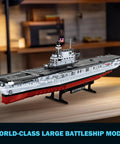 Must Have Battleship Building Set For Adults And Teens 14 Plus Massive 1883 Piece USS CV 6 Enterprise Warship Model Kit For Collectors And Display Ideal Navy Buff Birthday Gift, realistic model on indoor shelf.