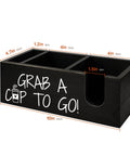 Farmhouse Style Coffee Station Organizer For Cups And Lids Black Pine Wood Cup Holder And Lid Storage Box with measurements