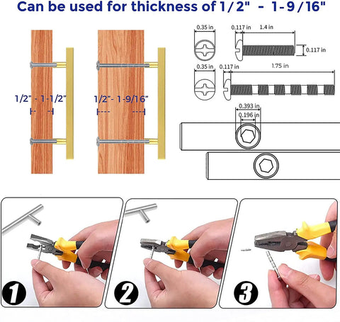 Gold Cabinet Pulls 30 Pack 5 Inch Modern Square Brushed Brass Drawer Handles installation instructions with tools.