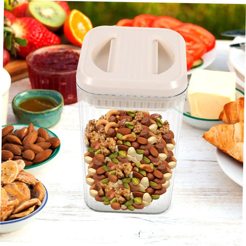 Keep Your Morning Grind Staying Dope And Fresh Inside This Space Saving Airtight Canister With A Tight Seal Lid, full of mixed nuts.