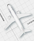 Top view of 1/400 Scale British Plastic Airplane Model For Collectors And Display, showing measurements on grid background.