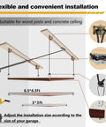 Overhead Garage Storage Lift With Upgraded Winch For 300Lb Capacity Ceiling Mounted Heavy Duty Storage System installation guide