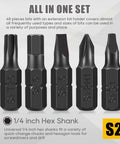 Amazon five-piece screwdriver bit set with black S2 steel bits and 1/4 in hex shank