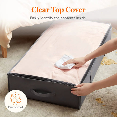 4 Pack Under Bed Storage Containers 95L Large Capacity With Reinforced Handles For Blankets, Comforters, Sheets And Clothes