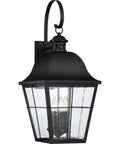 Classic Millhouse 18.5 Inch Outdoor Wall Lantern In Mystic Black With Clear Seeded Glass, Traditional Two Light Exterior Sconce