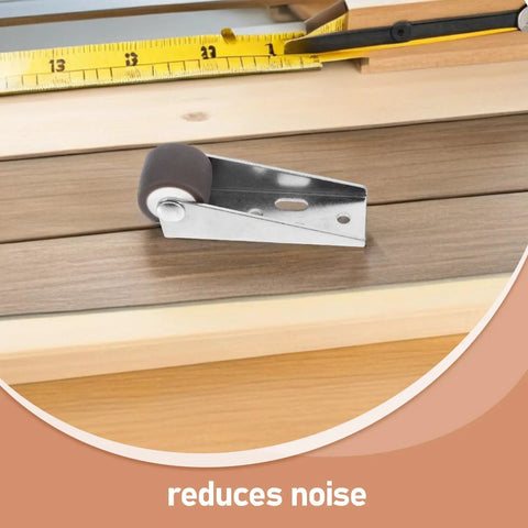 Heavy Duty Bottom Sliding Roller With Thickened Brown Rubber Wheel Precision Anti Sag Support For Barn Doors Cabinets And Furniture Quiet Smooth Side Mount Pulley on wooden surface