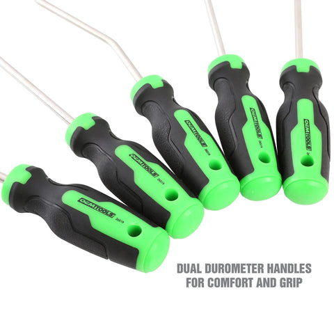 OEMTOOLS five-piece hose remover set for radiator and heater hoses with black and green dual-durometer handles
