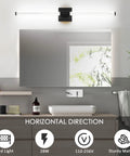 Lit Matte Black Vanity Light Fixture For Bathrooms, 31.6 Inch Modern Wall Sconce With Integrated LED, over mirror lighting.
