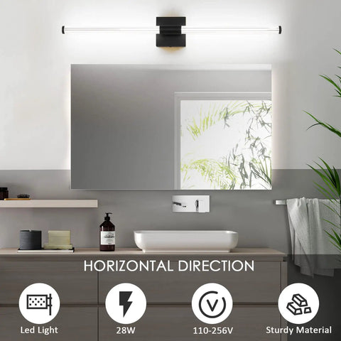 Lit Matte Black Vanity Light Fixture For Bathrooms, 31.6 Inch Modern Wall Sconce With Integrated LED, over mirror lighting.