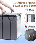 Ultra Roomy 120L Breathable Blanket Storage Bag For King Comforters Bedding And Pillows, Extra Large Clothes Tote With Reinforced Handles, Gray