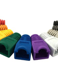 RJ45 Ethernet Cable Boots Kit With Mixed Color Options Strain Relief Plug Covers to shield connectors, fits 5.5-6.5mm cables
