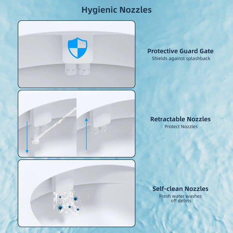 Dual Nozzle Bidet Attachment For Toilet With Self Cleaning Nozzles And Hot And Cold Water Spray hygiene features