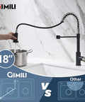 Pull Down Sprayer Kitchen Faucet With Single Hole Mount Stainless Steel Sink Faucet For Farmhouse RV Laundry Room Outdoor And Campers Black Nickel Finish, 18" height, retractable hose.