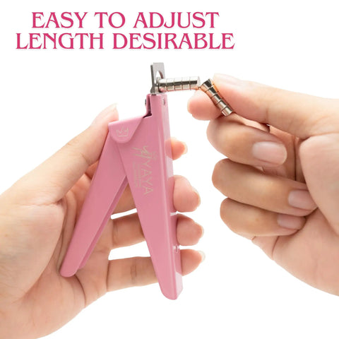 Hands adjusting Magnetic Acrylic Nail Tip Cutter with Magnets for Precise Length and Quick Sizing Like A Pro Sharp Nail Clippers