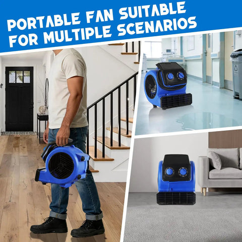 1/4HP Air Mover High Velocity Blower Fan 450 550 600 CFM, portable and versatile for carpet drying and air circulation.