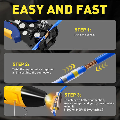 All In One Solder Seal Wire Connector Kit With Mini Heat Gun Waterproof Heat Shrink 10 To 26 AWG for wiring repair tutorial