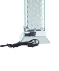 Base of Glam Glass Room Table Lamp With Mirrored Accent 13 By 13 By 30 Inches Silver Finish Glamorous Living Room Lighting