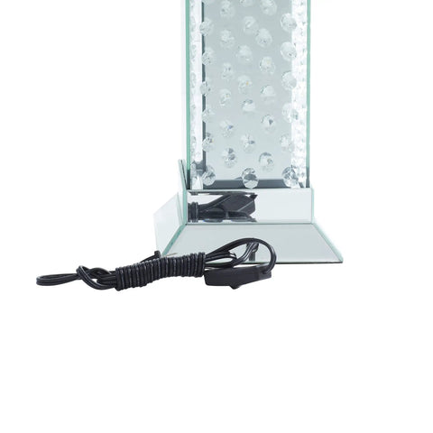 Base of Glam Glass Room Table Lamp With Mirrored Accent 13 By 13 By 30 Inches Silver Finish Glamorous Living Room Lighting