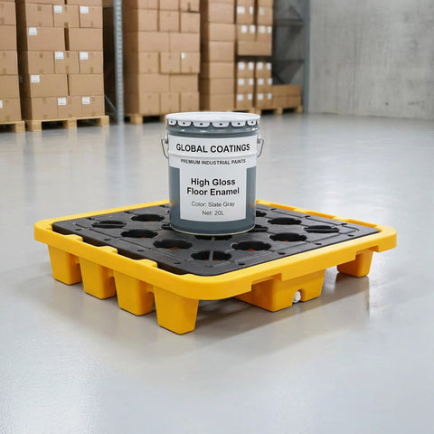Industrial Grade One Drum Spill Containment Pallet With Heavy Duty Grating And Ten Five Gallon Sump To Trap Drips Ensure No Sweat Cleanup And Handle Loads Without A Problem
