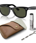 Wayfarer Classic Sunglasses Bundle With Eyewear Kit High Bridge Fit Square Shape Shades For Formal And Casual Wear