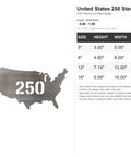 US 250 Stencil Steel Cutout Raw Metal Wall Art for Craft Projects 16 Inch CNC Plasma Cut Steel Shape with size chart
