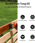 Applying Dead Solid Pure Tung Oil on wood railing with a brush for moisture-proof and corrosion prevention.