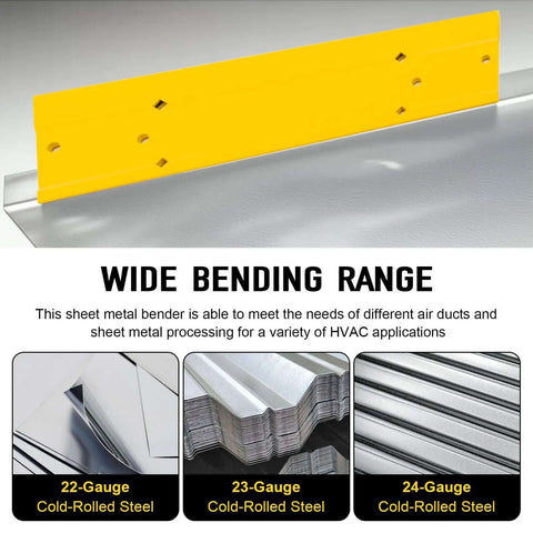 12 Inch Sheet Metal Bender Tool for duct bending and HVAC projects with dual folding depth made from carbon steel