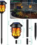 Solar Torch Lights Outdoor Flickering Flame Lit Set Of 4 Metal Pathway Lights Waterproof Landscape Decor Auto On Off Dusk Till Dawn
