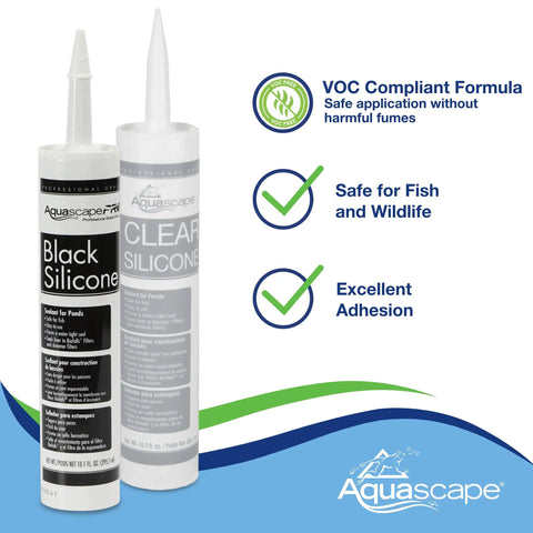 Clear Silicone Sealant For Ponds And Aquariums That Is Safe For Fish And Plants, 10.1 Ounce Caulk Tube Featured with Black Silicone Sealant.