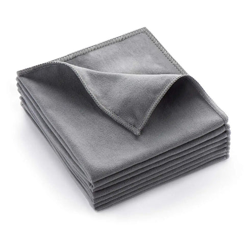 Eight Pack Microfiber Screen Cleaning Cloths, Double-Sided Suede Wipes For Glasses, Lenses, Phones, Computers, TVs And All Electronic Screens, 12 By 12 Inches, Grey, Must-Have Gadget Cleaners.