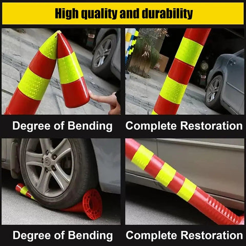 Bang For Your Buck Heavy Duty Pu Traffic Delineator Posts 29.5 Inch Spring Loaded Base Reflective Bands Parking Lot Safety Markers 4 Pack Legit Build Quality