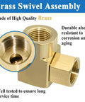 Half Inch NPT Female Swivel Fitting For HSR90 Hose Reel, Leak Proof Connection, Durable Replacement Part For Air Hose Reels, Compact 1.90 In Length By 1.69 In Height, 0.72 In OD, 1 Pack. Brass swivel fitting shown close up