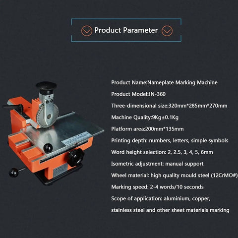 Heavy Duty Semi-Automatic Industrial Stamping Printer Machine with high quality alloy steel wheel, model JN-360, for precise metal marking.