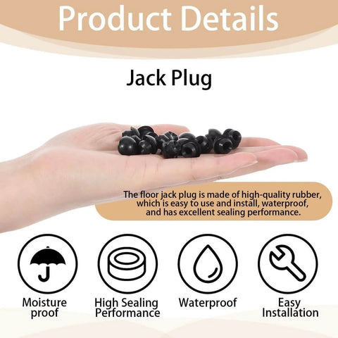 12 Pack Silicone Hydraulic Jack Oil Plugs For Floor Jack Reservoir Fill Hole, Rubber Conical Seals shown in hand with features listed.