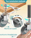 Super Smooth Rolling 3 Inch Caster Wheels Set Of Four Heavy Duty Rubber Casters With Threaded Stem 660 Pound Capacity installation methods