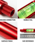 Pro Grade Archery Bow Leveler Tool with aluminum body and bubble vial for precision alignment and size reference