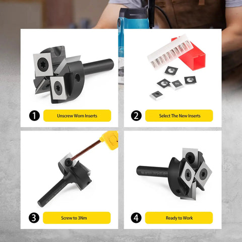Guide to installing and maintaining a CNC Spoilboard Surfacing Router Bit With One Quarter Inch Shank And One And A Quarter Inch Cutting Diameter Two Plus Two T Wing Inserts Carbide Milling Cutter For Woodworking Slab Flattening And Planing For DIY Enthusiasts And Pros.