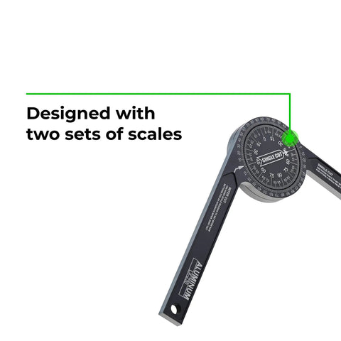 Dead On Precision Seven Inch Aluminum Miter Saw Protractor Angle Finder With Multiple Scales And Direct Readings for precise angles.