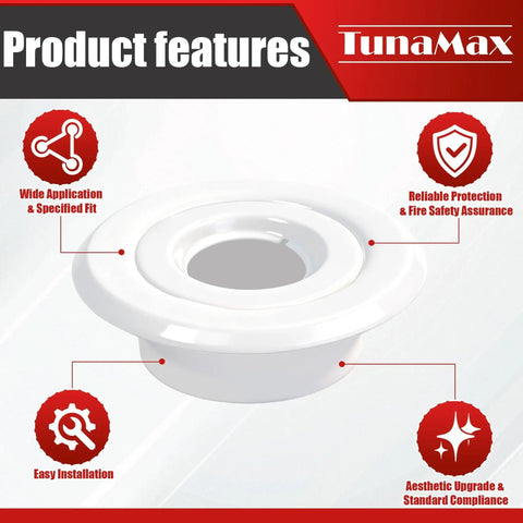 Top Shelf Recessed Trim Rings For 1/2 Inch IPS Fire Sprinklers Featuring A Slick White Finish and Rock Solid Build with Zero Hassle Install For Home or Shop Projects, showcasing a detailed view of the white trim ring design.