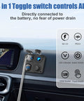 Beefed Up 12 Volt USB Outlet RV Marine Switch Panel with voltmeter and ports on vehicle dashboard